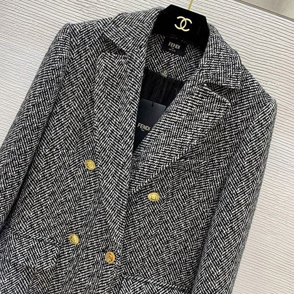 n級品 おすすめ フェンディ プリントウール/シルク コート fed51149