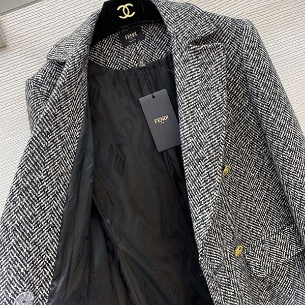 n級品 おすすめ フェンディ プリントウール/シルク コート fed51149