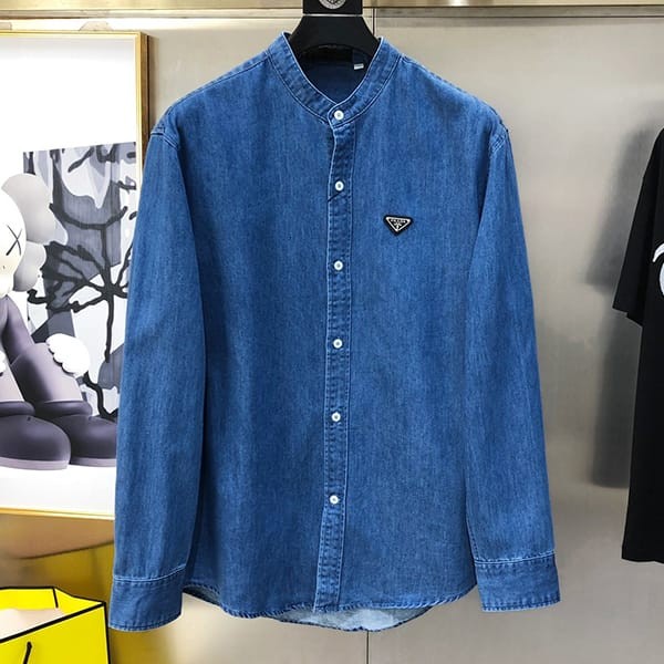 プラダ 偽物  Padded denim shirt キルティングデニムシャツ puc52105
