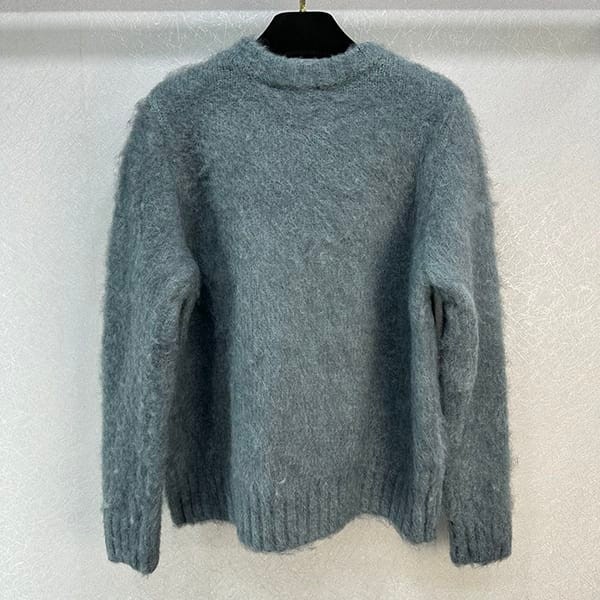 超希少!プラダ 偽物 ロゴ ウール カシミア 長袖ニット セーター グレー puk95688
