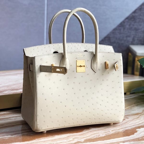 エルメス バーキン30 偽物 オーストリッチ グリペール G金具 ers41534