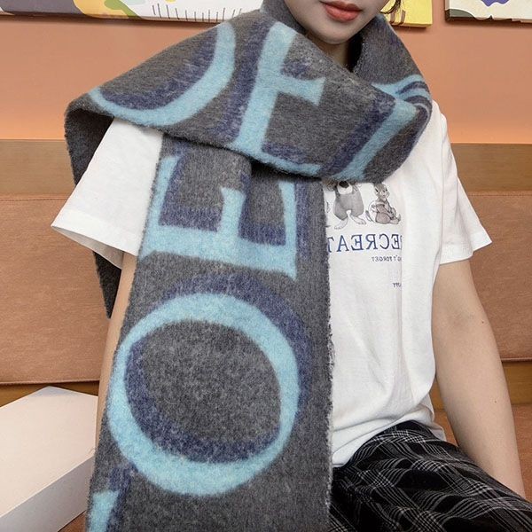 追跡付 ロエベ ロゴ ウールモヘア マフラー loa12789