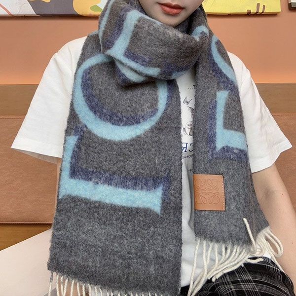 追跡付 ロエベ ロゴ ウールモヘア マフラー loa12789