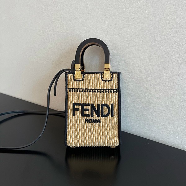 すぐ届 フェンディ 偽物 サンシャインミニショッパーバッグ(ストロー素材) fea24479