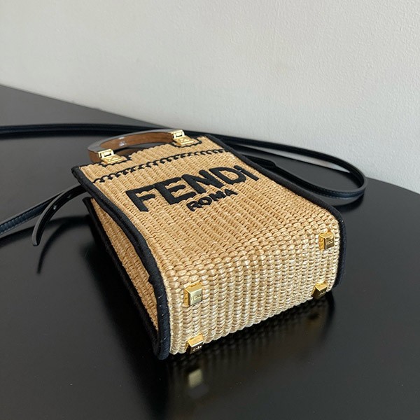 すぐ届 フェンディ 偽物 サンシャインミニショッパーバッグ(ストロー素材) fea24479