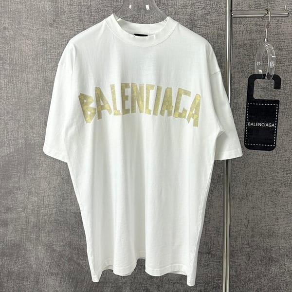 バレンシアガ メンズ コットンロゴTシャツ フェイク