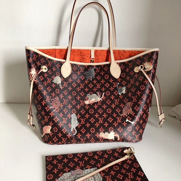 ★人気!限定 ルイヴィトン 猫&犬 キャットグラム ネヴァーフル 偽物MM トートバッグ M44441