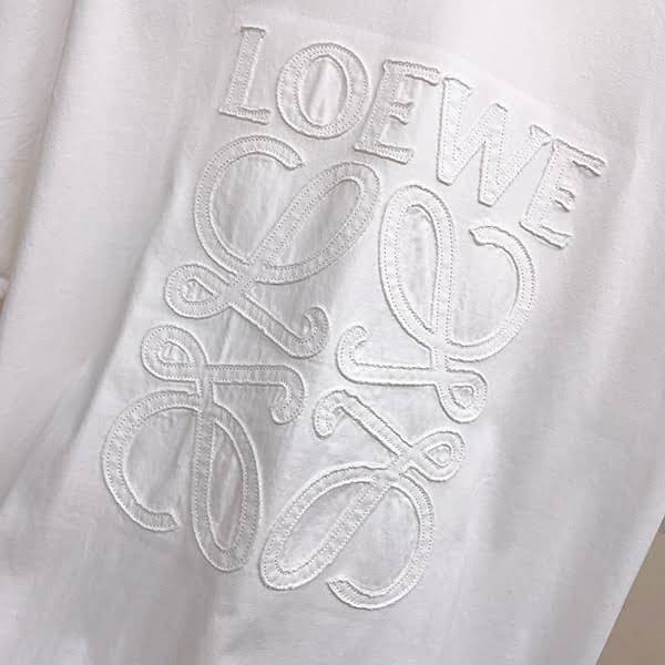 送料込 ロエベ コットンワイドTシャツ コピー ロゴ刺繍 loe47653