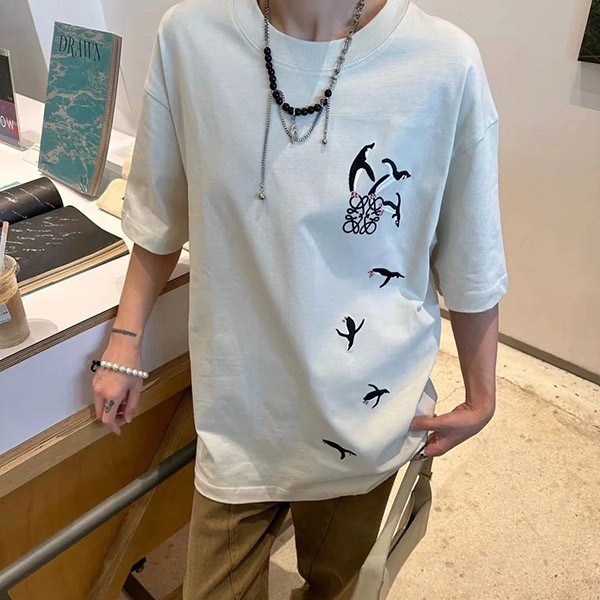 超希少!ロエベ コピー ロゴ刺繍コットンジャージーTシャツ アナグラム log91347