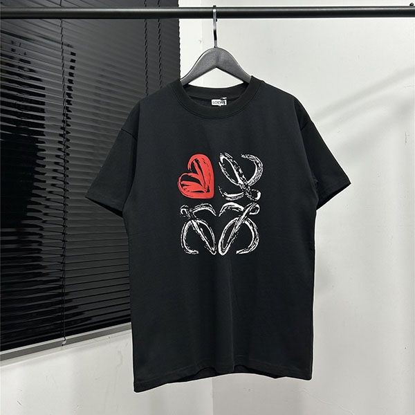 ロエベ 半袖Tシャツ 偽物 ブラックサイズM los37067