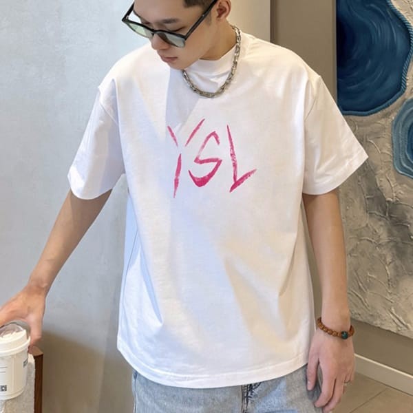 お洒落サンローランシグネチャーロゴ Tシャツ パロディ Sax16915