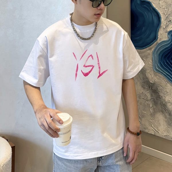 お洒落サンローランシグネチャーロゴ Tシャツ パロディ Sax16915