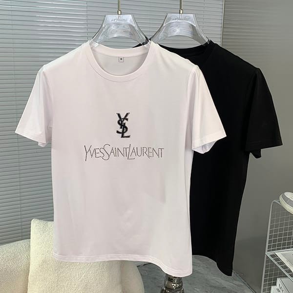 送料込サンローラン シグネチャーロゴ Tシャツ フェイク 2色 Sax36233