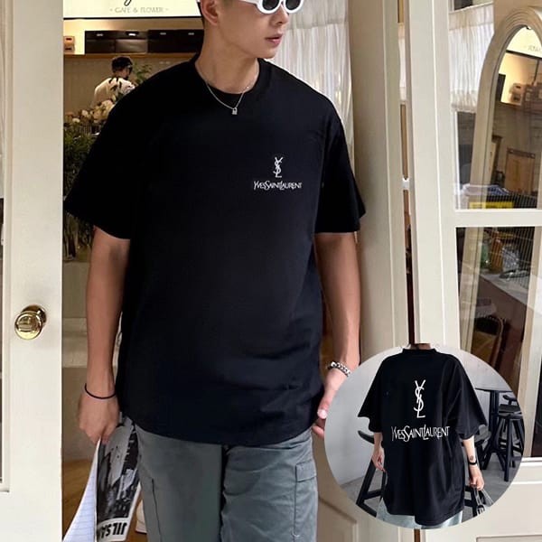 最新でオシャレサンローラン シグネチャーロゴ Tシャツ スーパーコピー Sac48325