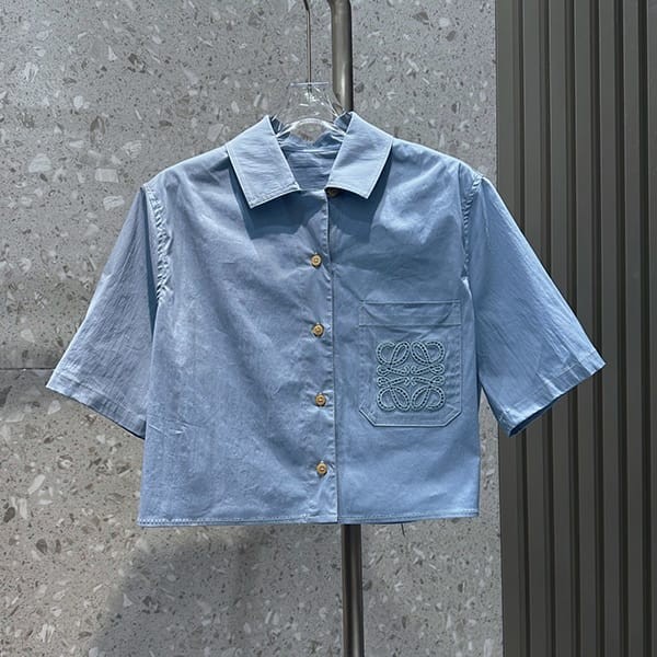 n級品 おすすめロエベ アナグラム刺繍 コットンブレンド シャツ パロディ lor90868