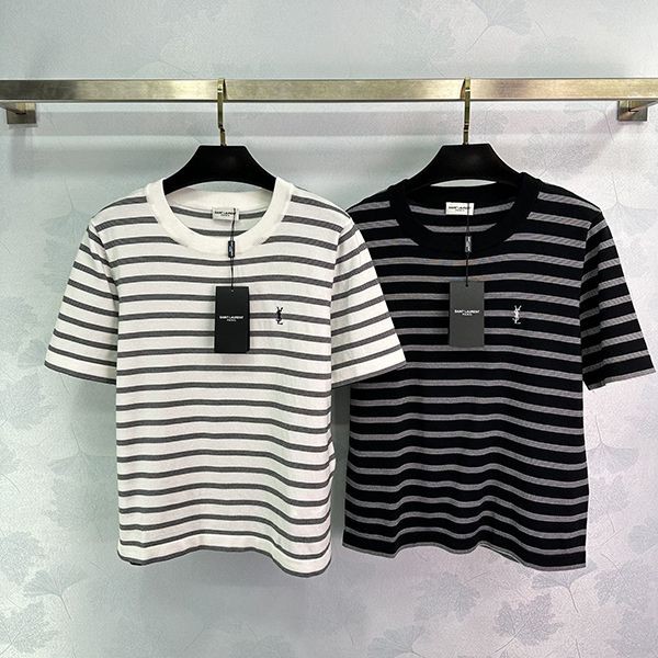 サンローラン ボーダーTシャツ 偽物 半袖 クルーネック Sao54951