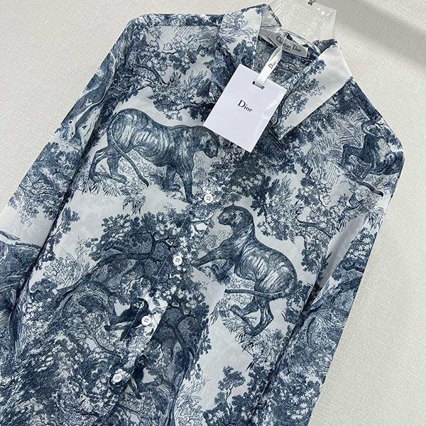 ディオール Toile de Jouy 偽物 モチーフ ロングブラウス deg96561