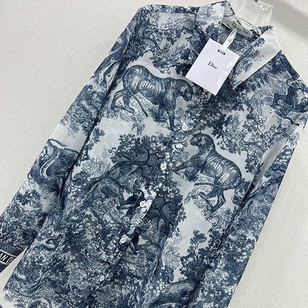 ディオール Toile de Jouy 偽物 モチーフ ロングブラウス deg96561