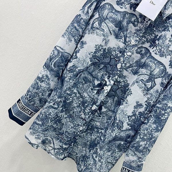 ディオール Toile de Jouy 偽物 モチーフ ロングブラウス deg96561