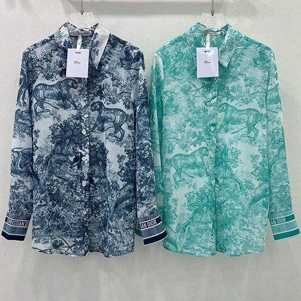 ディオール Toile de Jouy 偽物 モチーフ ロングブラウス deg96561