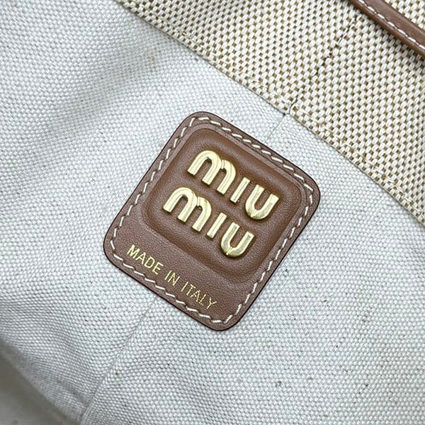 ミュウミュウ n級品 キャンバスxレザー 巾着型 バケットバッグ myf93994