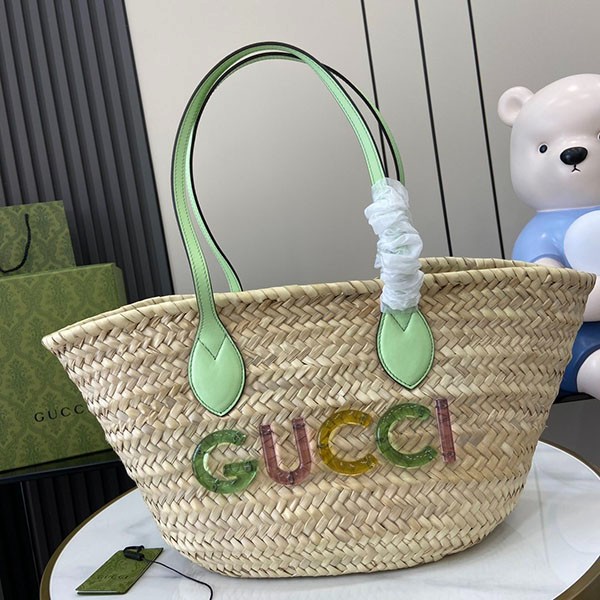 グッチ ロゴ ミニ ストロー トートバッグ 偽物 782381