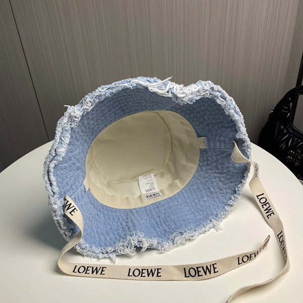 お出かけに最適♪ロエベ フレイド フィッシャーマン ハット 偽物 (デニム&カーフ) loa20552