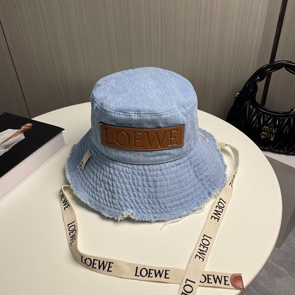 お出かけに最適♪ロエベ フレイド フィッシャーマン ハット 偽物 (デニム&カーフ) loa20552