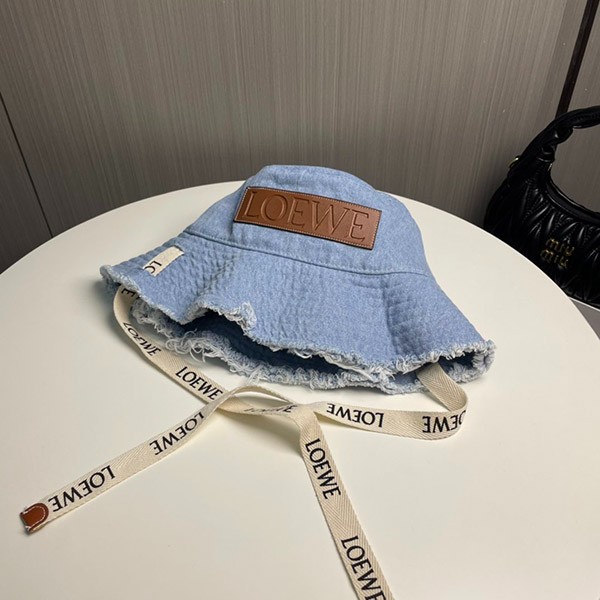 お出かけに最適♪ロエベ フレイド フィッシャーマン ハット 偽物 (デニム&カーフ) loa20552