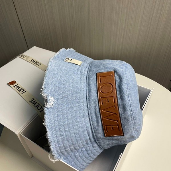 お出かけに最適♪ロエベ フレイド フィッシャーマン ハット 偽物 (デニム&カーフ) loa20552