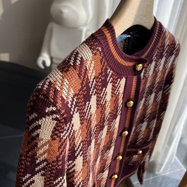 プラダ 偽物 Checked wool cardigan チェック カーディガン pus15061
