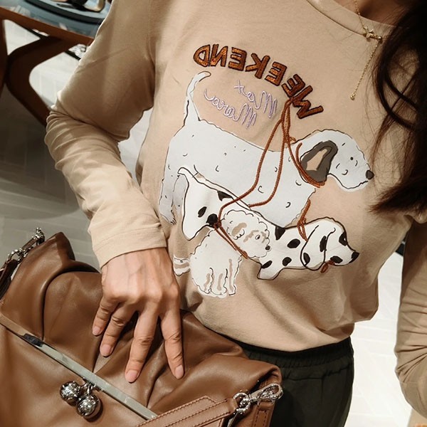 ウィークエンド マックスマーラ 偽物 クルーネック長袖Tシャツ mao87382