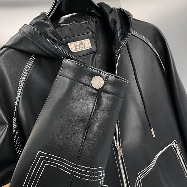 エルメス フーデッドジャケット コピーラムレザー erd01062