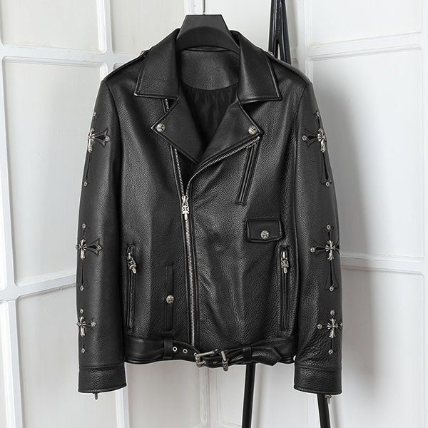 クロムハーツ JJ DEAN コピー レザージャケット JJディーン ライダース ヘビーレザー クロスパッチ