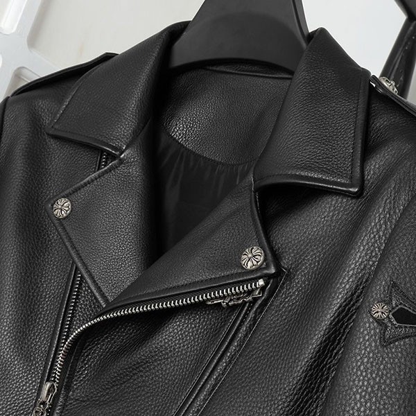 クロムハーツ JJ DEAN コピー レザージャケット JJディーン ライダース ヘビーレザー クロスパッチ