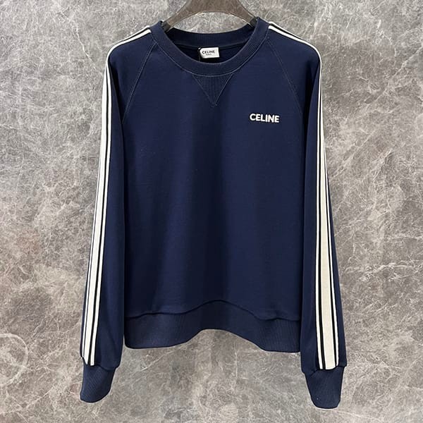 セリーヌ スウェットシャツ ストライプ ネイビー コピー商品 Cej77011