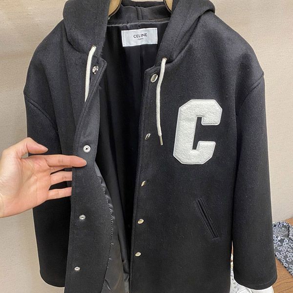 セリーヌ カレッジ ロング パーカー 偽物 ウール Ces68466