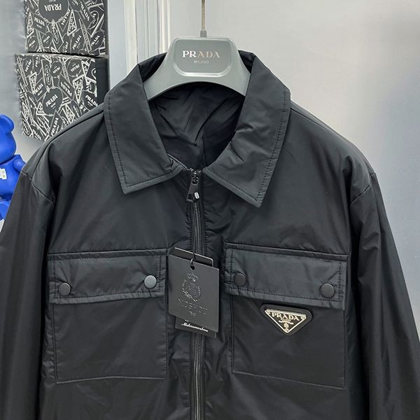 プラダ Re-Nylon フロントボタン長袖シャツ ロゴ SC796M