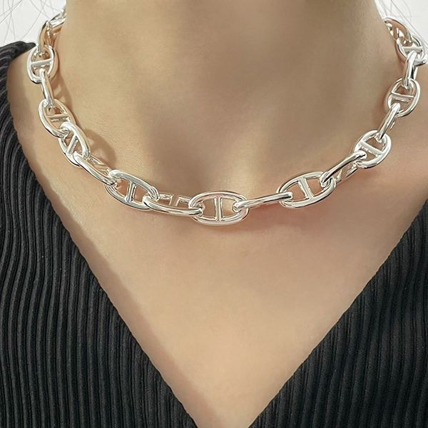 《大人気!》エルメス シェーヌダンクル ネックレス 偽物 GM シルバー H101263B00
