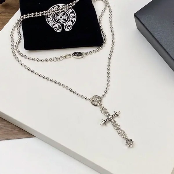 すぐ届 クロムハーツ ローリー クロスチャーム 偽物 チェーン付 ネックレス Kug79523