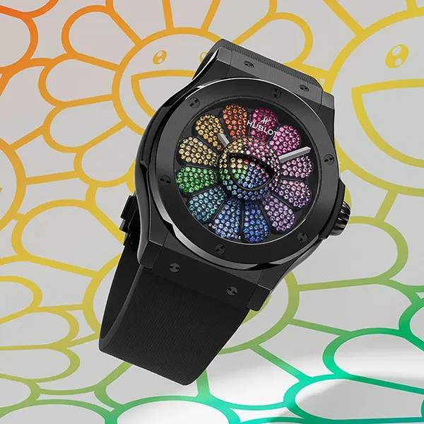 ウブロと村上隆 ラシック・フュージョン タカシムラカミ ブラックセラミック レインボー huw13542