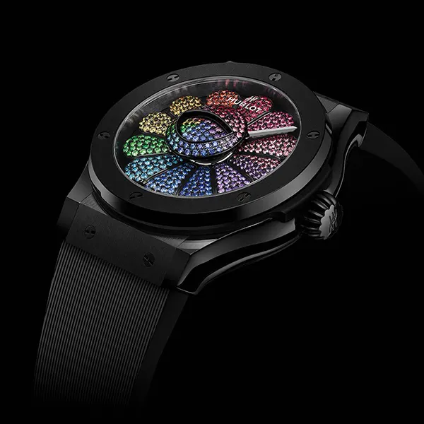 ウブロと村上隆 ラシック・フュージョン タカシムラカミ ブラックセラミック レインボー huw13542