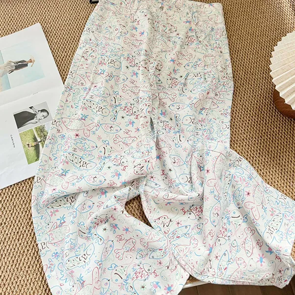 【色鮮やかさかなモチーフプリント♪】シャネル デニムパンツ 偽物 P78788