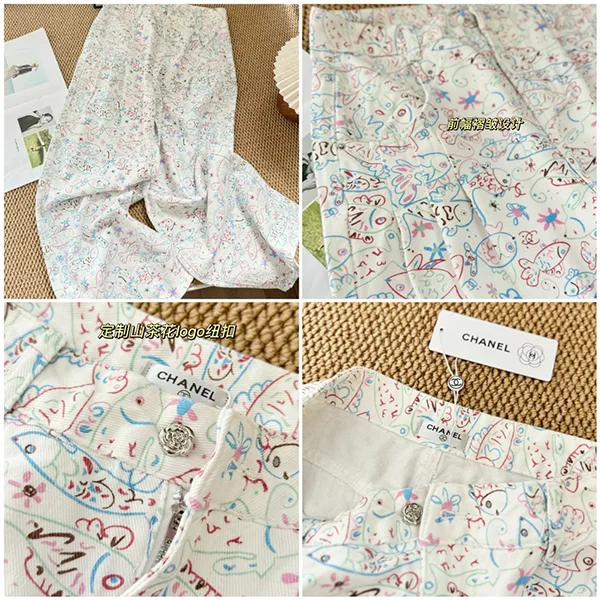 【色鮮やかさかなモチーフプリント♪】シャネル デニムパンツ 偽物 P78788
