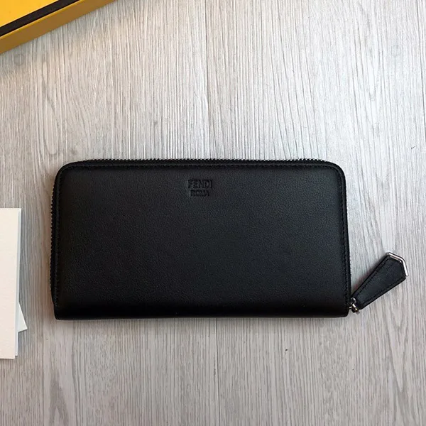注目★フェンディ フェイク ブラックレザー ジップウォレット 長財布 few55505