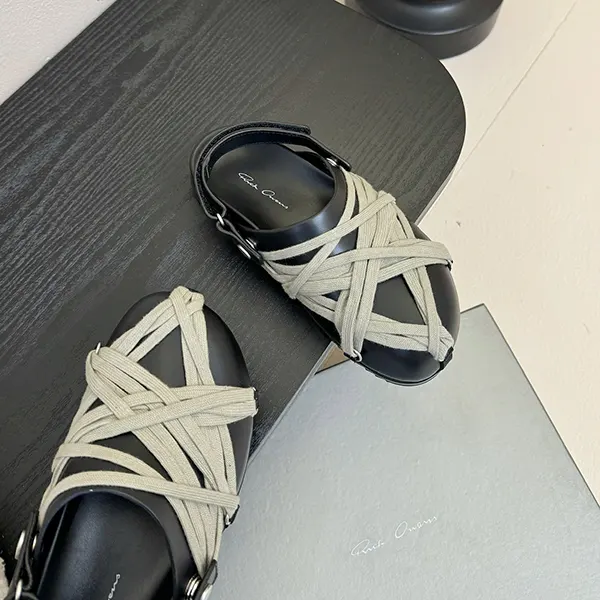 超希少!リック オウエンス MEGALACED MULE パロディ メンズサンダル rit51023