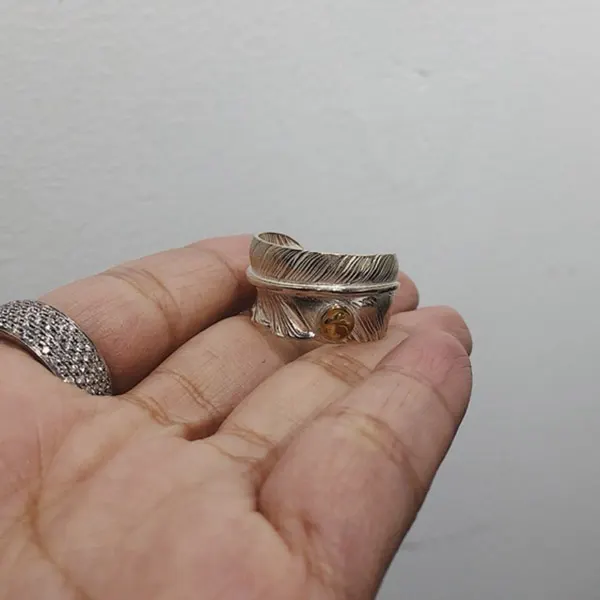 ゴローズ コピー 金メタル付シルバーフェザーリング gon80355