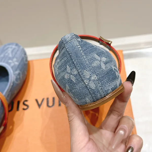プレゼント最適ルイヴィトン ロミー フラット バレリーナ パロディ モノグラムデニム 1ADIBD