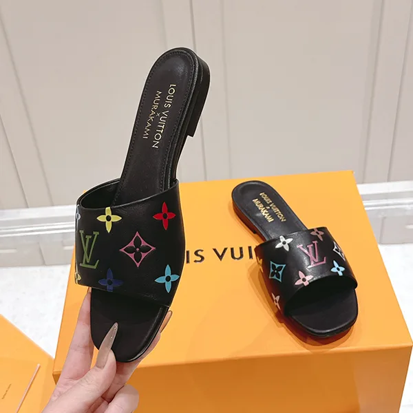 使い勝手良しコラボ限定 ルイヴィトン LV x TM 6AM フラットミュール 黒 コピー 1AGVX8