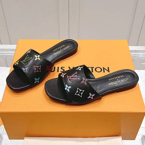 使い勝手良しコラボ限定 ルイヴィトン LV x TM 6AM フラットミュール 黒 コピー 1AGVX8